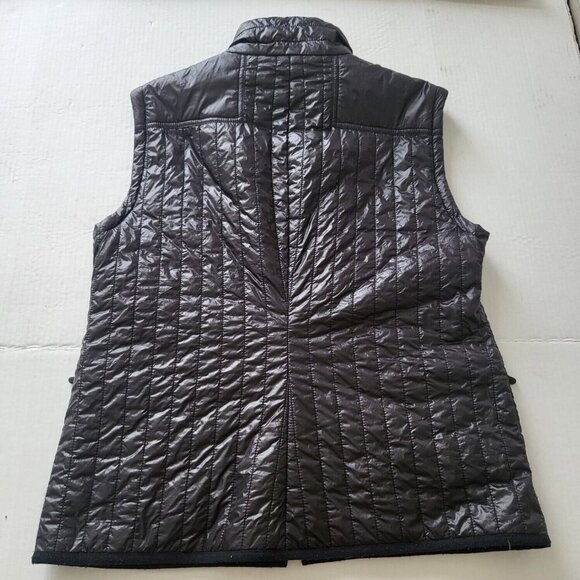 Michael Kors Black Quilted Shiny Puffer Vest Size M Full Zip Pockets High Collar - Picture 4 of 13